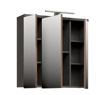 Badezimmerspiegelschrank >Veris< LED-Beleuchtung, Spiegel, Betonoptik grau - 68,6x68,1x20cm (B/H/T)