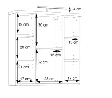 Badezimmerspiegelschrank >Veris< LED-Beleuchtung, Spiegel, Betonoptik grau - 68,6x68,1x20cm (B/H/T)