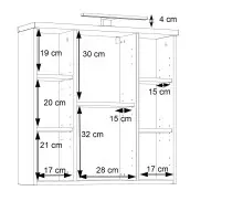 Badezimmerspiegelschrank >Veris< LED-Beleuchtung, Spiegel, Betonoptik grau - 68,6x68,1x20cm (B/H/T)