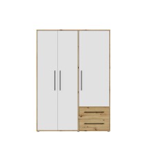 Kleiderschrank >Mokkaris< 2 Schübe, Artisan Eiche Dekor / Weiß - 144,4x200,1x58,8cm (BxHxT)