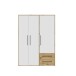Kleiderschrank >Mokkaris< 2 Schübe, Artisan Eiche Dekor / Weiß - 144,4x200,1x58,8cm (BxHxT)