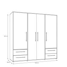Kleiderschrank >Mokkaris < 4 Schübe, Artisan Eiche Dekor / Weiß - 205,9x200,1x58,8cm (BxHxT)