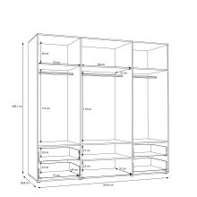 Kleiderschrank >Mokkaris < 4 Schübe, Artisan Eiche Dekor / Weiß - 205,9x200,1x58,8cm (BxHxT)