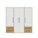 Kleiderschrank >Mokkaris < 4 Schübe, Artisan Eiche Dekor / Weiß - 205,9x200,1x58,8cm (BxHxT)