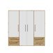 Kleiderschrank >Mokkaris < 4 Schübe, Artisan Eiche Dekor / Weiß - 205,9x200,1x58,8cm (BxHxT)