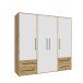 Kleiderschrank >Mokkaris < 4 Schübe, Artisan Eiche Dekor / Weiß - 205,9x200,1x58,8cm (BxHxT)