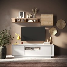 Lowboard >Siena< 2 Türen, 1 Schub, 1 Fach, Weiss Lack matt - 180x58x50 (BxHxT)