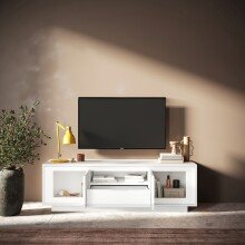 Lowboard >Siena< 2 Türen, 1 Schub, 1 Fach, Weiss Lack matt - 180x58x50 (BxHxT)
