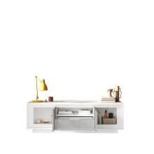 Lowboard >Siena< 2 Türen, 1 Schub, 1 Fach, Weiss Lack matt / Beton - 180x58x50 (BxHxT)