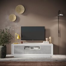 Lowboard >Siena< 2 Türen, 1 Schub, 1 Fach, Weiss Lack matt / Beton - 180x58x50 (BxHxT)