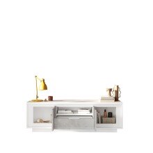 Lowboard >Siena< 2 Türen, 1 Schub, 1 Fach, Weiss Lack matt / Beton - 180x58x50 (BxHxT)