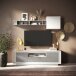 Lowboard >Siena< 2 Türen, 1 Schub, 1 Fach, Weiss Lack matt / Beton - 180x58x50 (BxHxT)