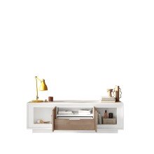 Lowboard >Siena< 2 Türen, 1 Schub, Weiss Lack matt, Mercure Eiche Dekor - 180x58x50 BxHxT