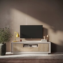 Lowboard >Siena< 2 Türen, 1 Schub, Cashmere, Cadiz Eiche Dekor - 180x58x50 BxHxT