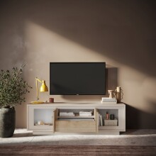 Lowboard >Siena< 2 Türen, 1 Schub, Cashmere, Cadiz Eiche Dekor - 180x58x50 BxHxT