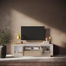 Lowboard >Siena< 2 Türen, 1 Schub, Cashmere, Cadiz Eiche Dekor - 180x58x50 BxHxT