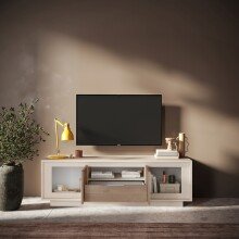 Lowboard >Siena< 2 Türen, 1 Schub, Cashmere, Mercure Eiche Dekor - 180x58x50 (BxHxT)