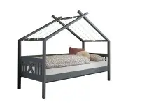 Kinderbett >Liliane< Himmelbett, grau lackiert,...