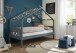 Kinderbett >Liliane< Himmelbett, grau lackiert, Kiefer massiv - 209x170x98cm (BxHxT)