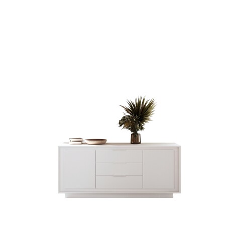 Sideboard >Siena< 2 Türen, 3 Schübe, Soft-Close, Weiss Lack matt 180x80x50 (BxHxT)