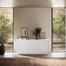Sideboard >Siena< 2 Türen, 3 Schübe, Soft-Close, Weiss Lack matt 180x80x50 (BxHxT)