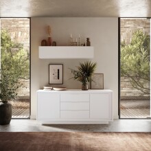 Sideboard >Siena< 2 Türen, 3 Schübe, Soft-Close, Weiss Lack matt 180x80x50 (BxHxT)