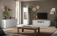 Sideboard >Siena< 2 Türen, 3 Schübe, Soft-Close, Weiss Lack matt 180x80x50 (BxHxT)
