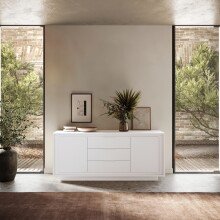 Sideboard >Siena< 2 Türen, 3 Schübe, Soft-Close, Weiss Lack matt 180x80x50 (BxHxT)