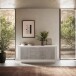 Sideboard >Siena< 2 Türen, 3 Schübe, Weiss Lack matt / Beton-Optik - 180x80x50 (BxHxT)