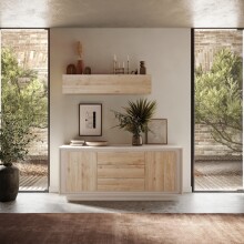 Sideboard >Siena< 2 Türen, 3 Schübe, Cashmere / Cadiz Eiche Dekor - 180x80x50 (BxHxT)