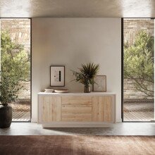 Sideboard >Siena< 2 Türen, 3 Schübe, Cashmere / Cadiz Eiche Dekor - 180x80x50 (BxHxT)