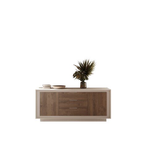 Sideboard >Siena< 2 Türen, 3 Schübe, Cashmere / Mercure Eiche Dekor - 180x80x50 (BxHxT)