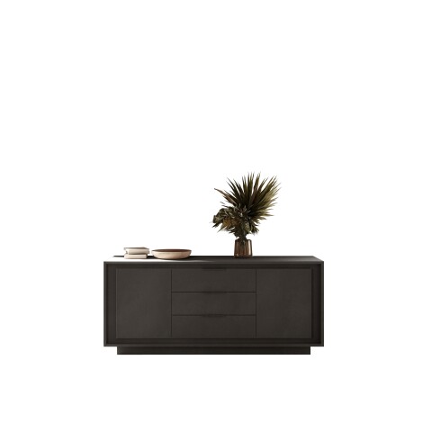 Sideboard >Siena< 2 Türen, 3 Schübe, Soft-Close, Lava anthrazit - 180x80x50 (BxHxT)