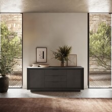 Sideboard >Siena< 2 Türen, 3 Schübe, Soft-Close, Lava anthrazit - 180x80x50 (BxHxT)
