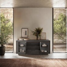 Sideboard >Siena< 2 Türen, 3 Schübe, Soft-Close, Lava anthrazit - 180x80x50 (BxHxT)