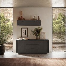 Sideboard >Siena< 2 Türen, 3 Schübe, Soft-Close, Lava anthrazit - 180x80x50 (BxHxT)