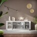 Sideboard >Siena< 4 Türen, Soft-Close, Weiss Lack matt / Beton-Optik - 207x80x50 (BxHxT)