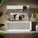 Sideboard >Siena< 4 Türen, Soft-Close, Weiss Lack matt / Beton-Optik - 207x80x50 (BxHxT)
