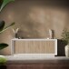 Sideboard >Siena< 4 Türen, Weiss Lack matt / Cadiz Eiche Dekor - 207x80x50 (BxHxT)