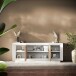 Sideboard >Siena< 4 Türen, Weiss Lack matt / Cadiz Eiche Dekor - 207x80x50 (BxHxT)
