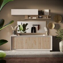 Sideboard >Siena< 4 Türen, Soft-Close, Cashmere / Eiche Dekor - 207x80x50 (BxHxT)