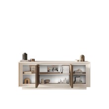 Sideboard >Siena< 4 Türen, Soft-Close, Cashmere / Mercure Eiche Dekor - 207x80x50 BxHxT