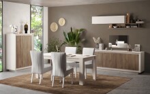 Sideboard >Siena< 4 Türen, Soft-Close, Cashmere / Mercure Eiche Dekor - 207x80x50 BxHxT