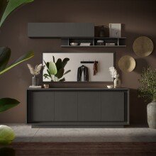 Sideboard >Siena< 4 Türen, Soft-Close, Lava anthrazit - 207x80x50 (BxHxT)