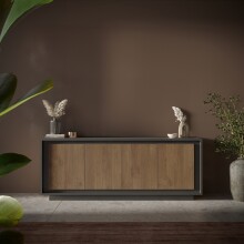 Sideboard >Siena< 4 Türen, Lava anthrazit / Mercure Eiche Dekor - 207x80x50 (BxHxT)
