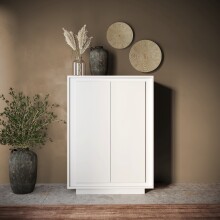 Highboard >Siena< 2 Türen, 6 Böden, Soft-Close, Weiss Lack matt - 106x171x40 (BxHxT)