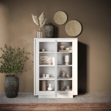 Highboard >Siena< 2 Türen, 6 Böden, Soft-Close, Weiss Lack matt - 106x171x40 (BxHxT)