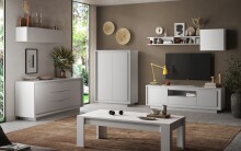 Highboard >Siena< 2 Türen, 6 Böden, Soft-Close, Weiss Lack matt - 106x171x40 (BxHxT)