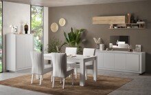 Highboard >Siena< 2 Türen, 6 Böden, Soft-Close, Weiss Lack matt - 106x171x40 (BxHxT)