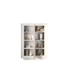 Highboard >Siena< 6 Böden, Weiss Lack matt, Cadiz Eiche Dekor - 106x171x40 (BxHxT)